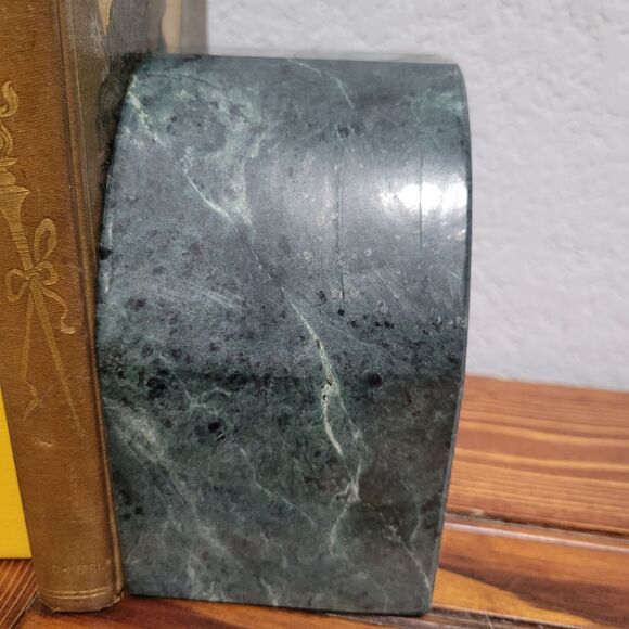 Vintage Polished Solid Marble Heavy Bookend Dark Green 1 pc 5" x 3.75 x 3.18" - Picture 5 of 7